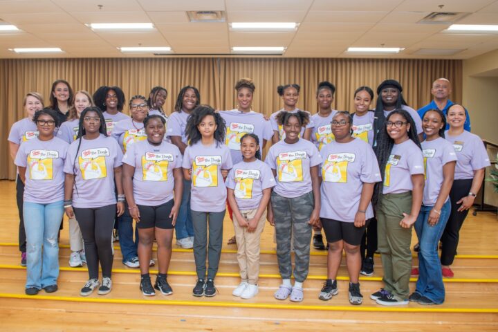 group of girls attending summer camp with the First Lady of Maryland