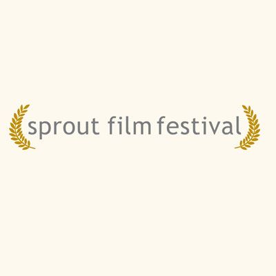 words sprout film festival with gold leaves on a beige background