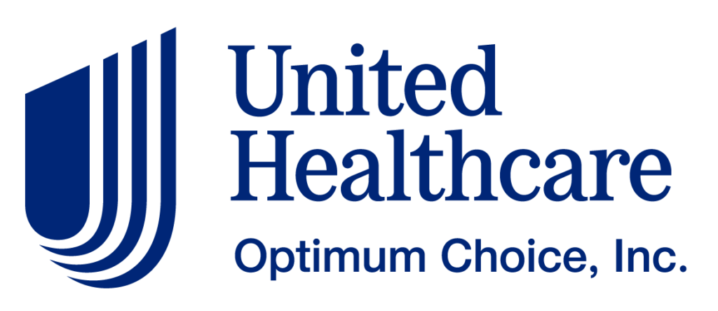 Dark blue logo with the words United Healthcare next to a stylized letter U. Below it are the words Optimum Choice, Inc.