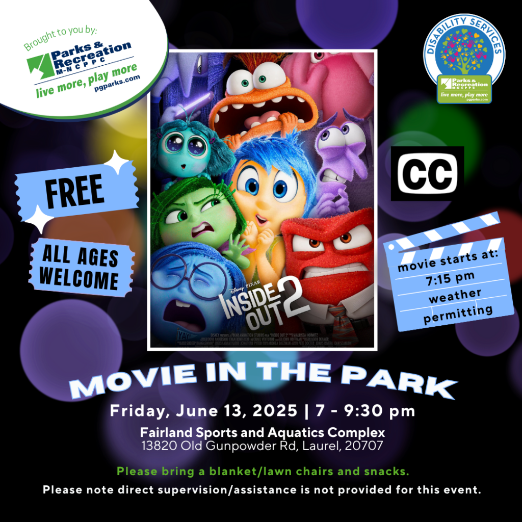 web flyer for movie in the parks program