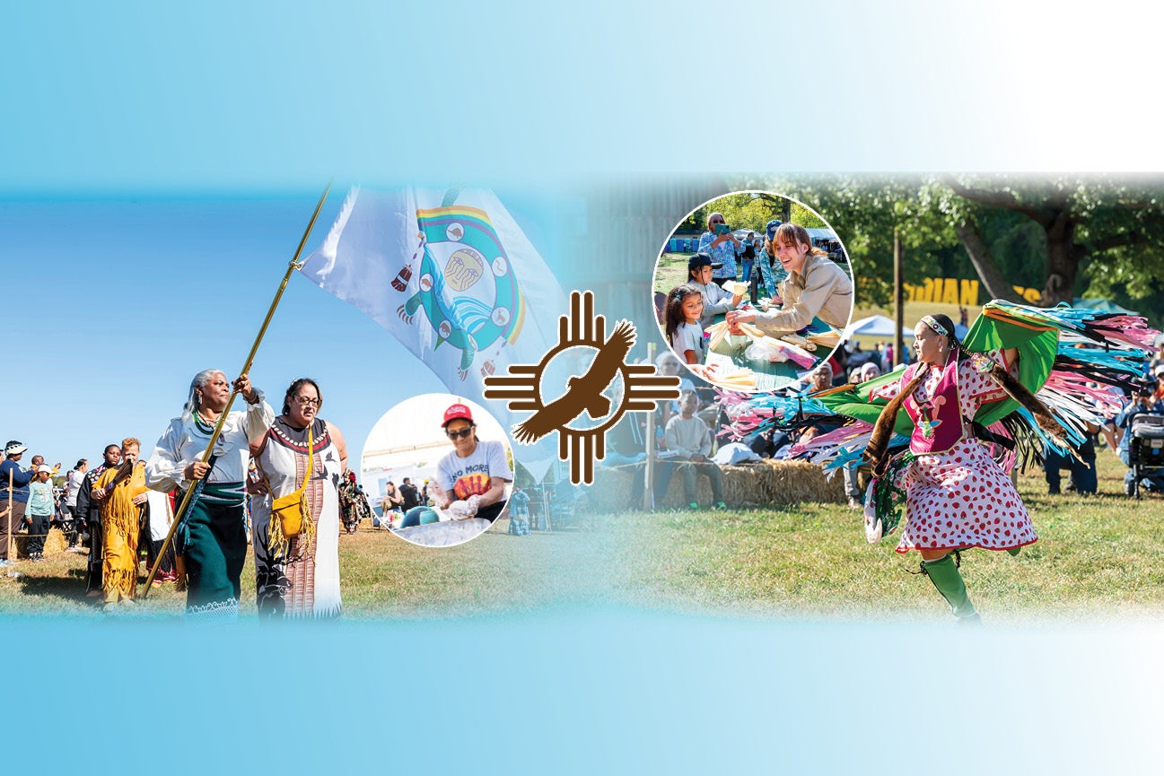 Images of various dancers and celebrators celebrating American Indian Festival