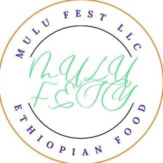 Mulu Fest LLC Ethiopian Food logo with circular design and green script text in center.

