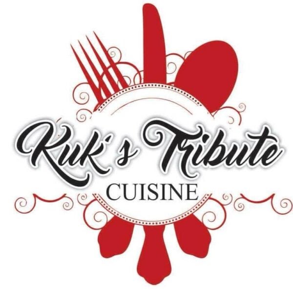 Kuk’s Tribute Cuisine logo with utensils and decorative text design.