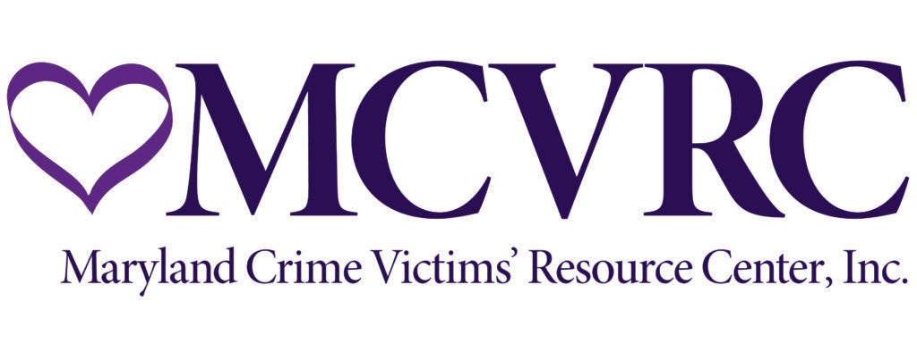Heart-shaped icon next to “MCVRC” with the text “Maryland Crime Victims’ Resource Center, Inc.” in purple.